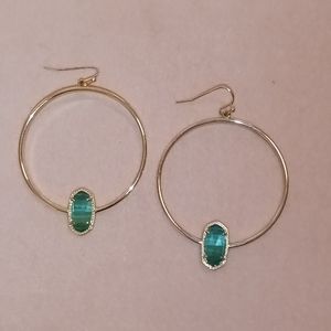 Kendra Scott Elora Hoops Gold with Emerald Stones